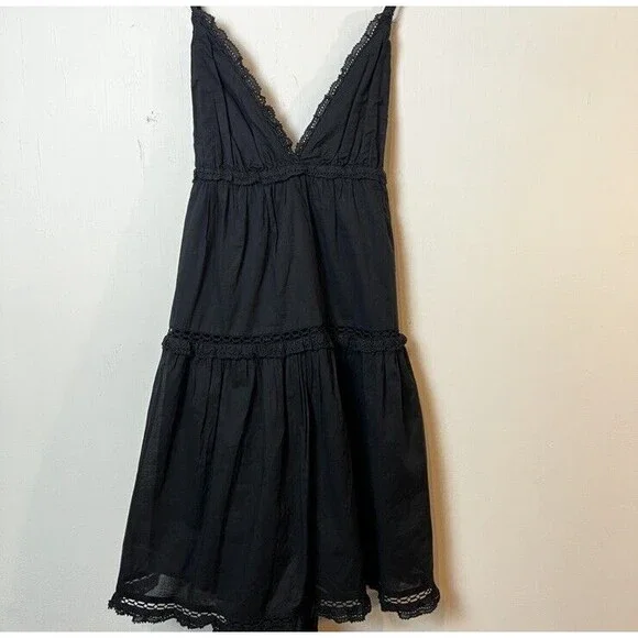 Aritzia Sunday Best Angela Dress Black Mini Strappy Sz L - Picture 2 of 15